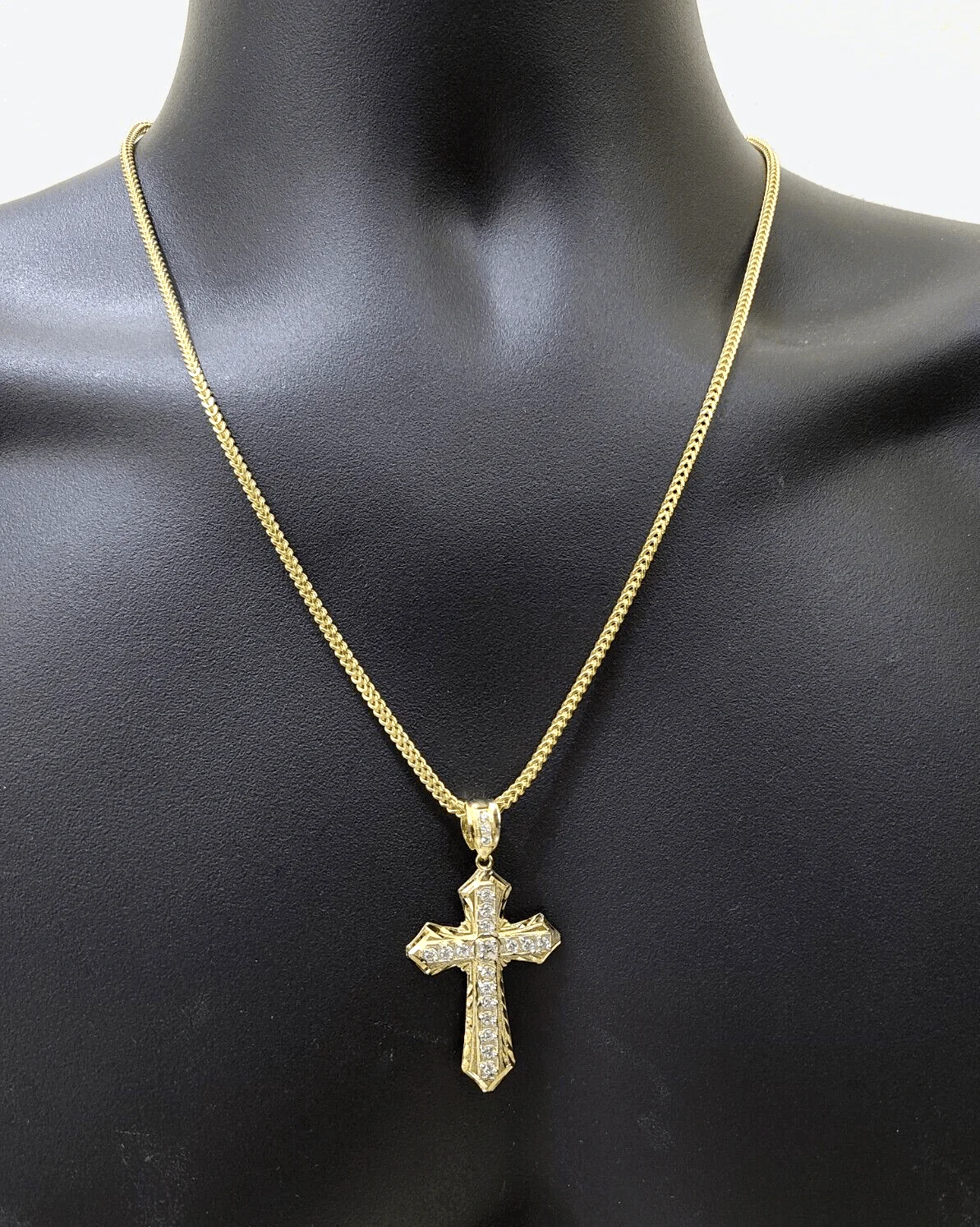 Real 10k Yellow Gold Franco Chain 2.5mm 28" inch Necklace Jesus Cross Charm 10kt - Image 5