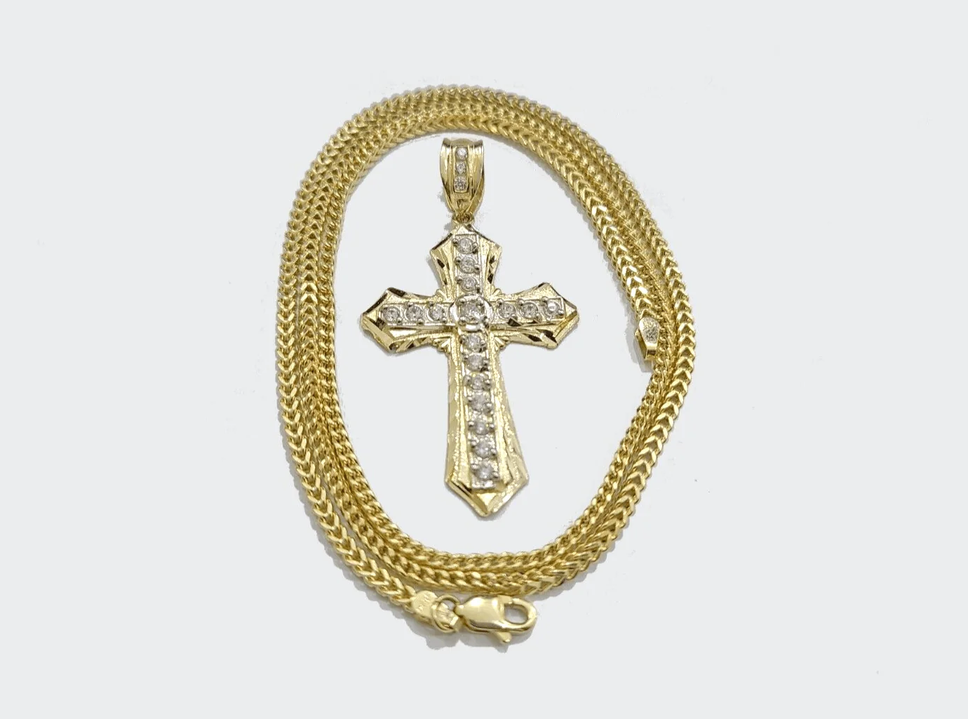 Real 10k Yellow Gold Franco Chain 2.5mm 28" inch Necklace Jesus Cross Charm 10kt - Image 6