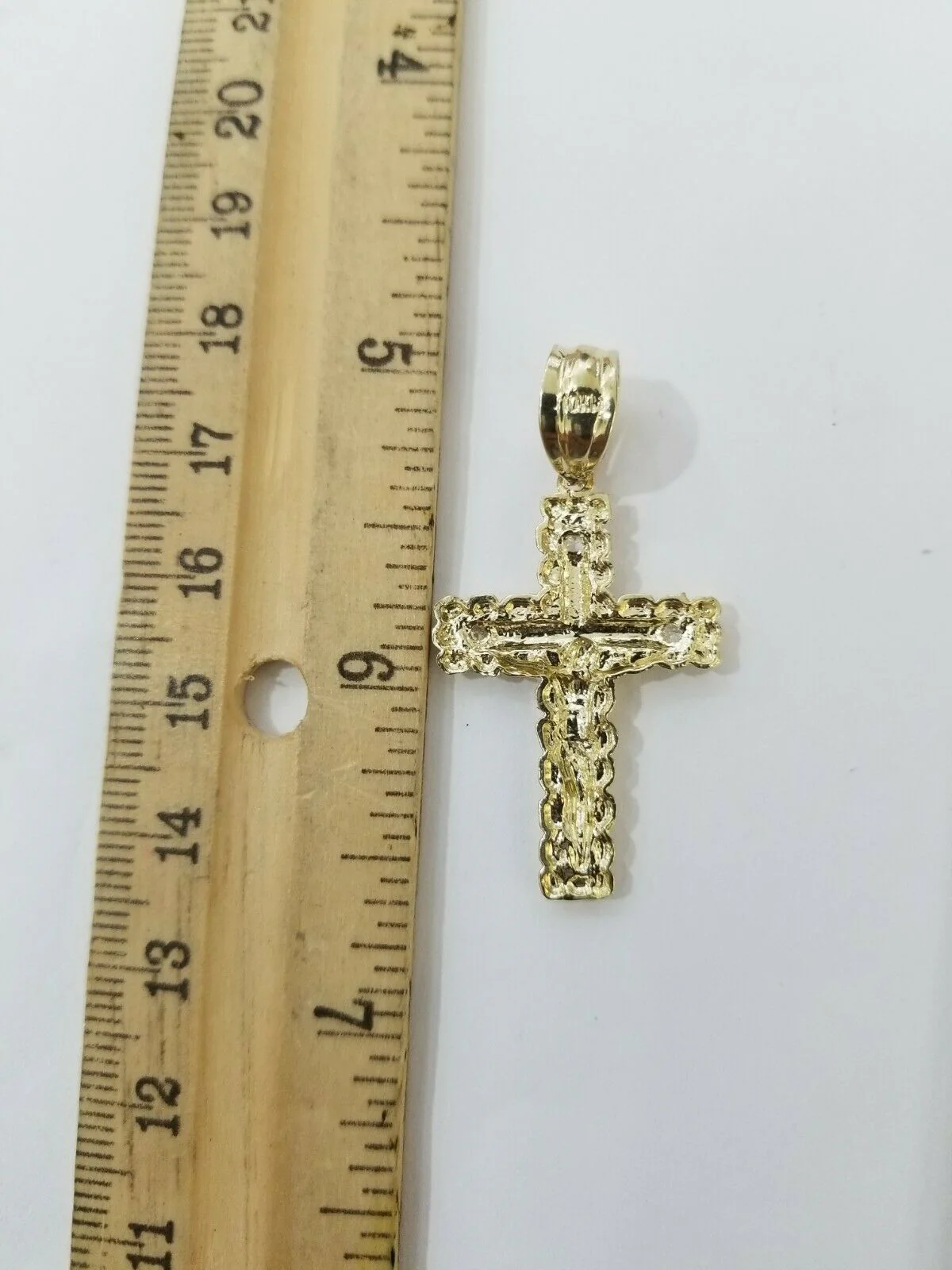 REAL 10k Yellow Gold Franco Chain & Cross Charm Pendant Set 16"-26" 2mm Necklace - Image 5