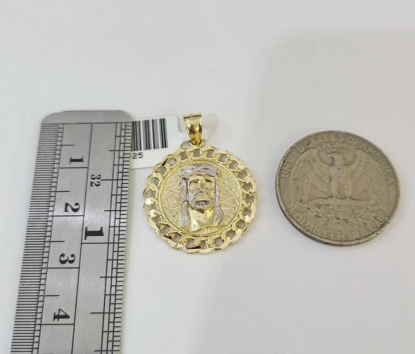 Real 10k Yellow Gold Franco Chain Jesus Head Pendant Charm 2mm Necklace - Image 5