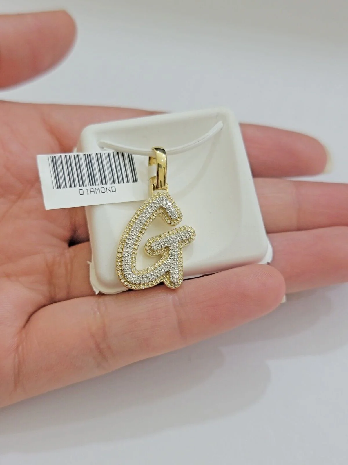 Real 10k Yellow Gold G Charm Pendant Letter Initial With Diamonds For Mens - Image 2