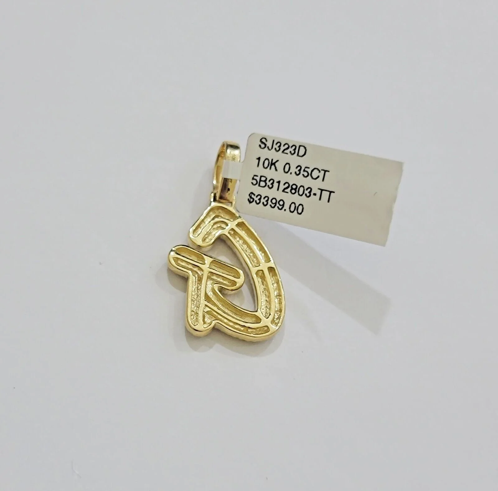 Real 10k Yellow Gold G Charm Pendant Letter Initial With Diamonds For Mens - Image 4