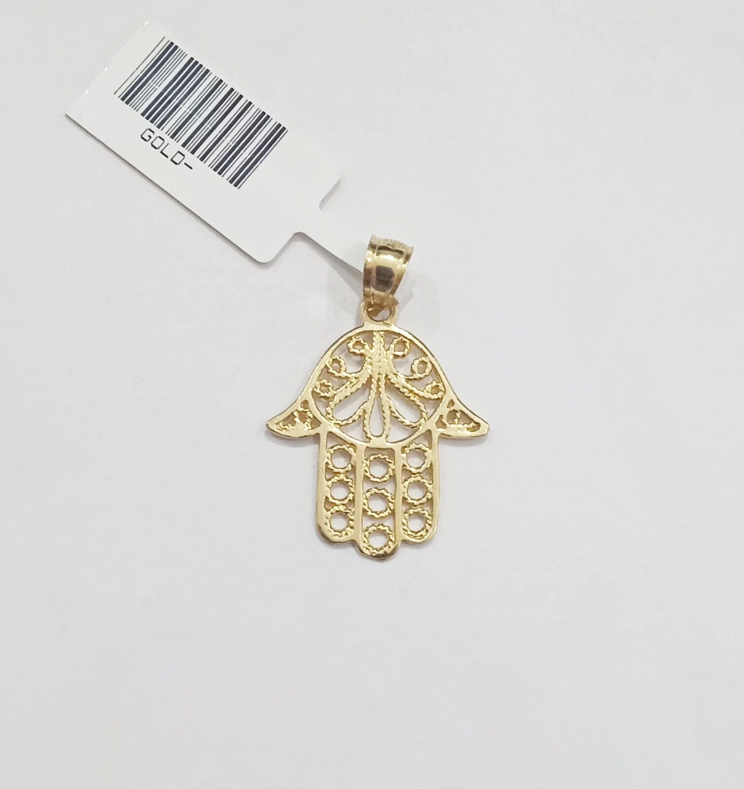 Real 10k Yellow Gold Hamsa Hand Charm Pendant Men Women 10kt gold - Image 4