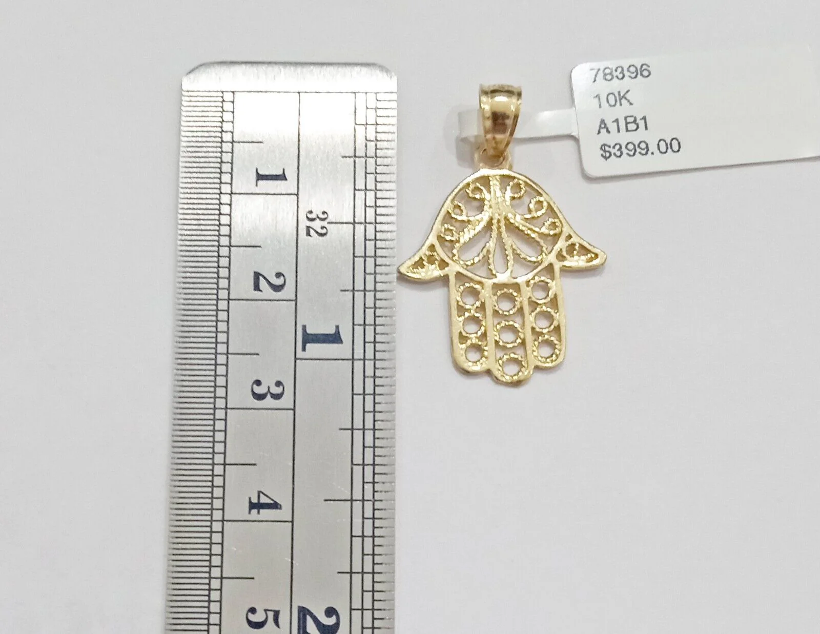Real 10k Yellow Gold Hamsa Hand Charm Pendant Men Women 10kt gold - Image 5