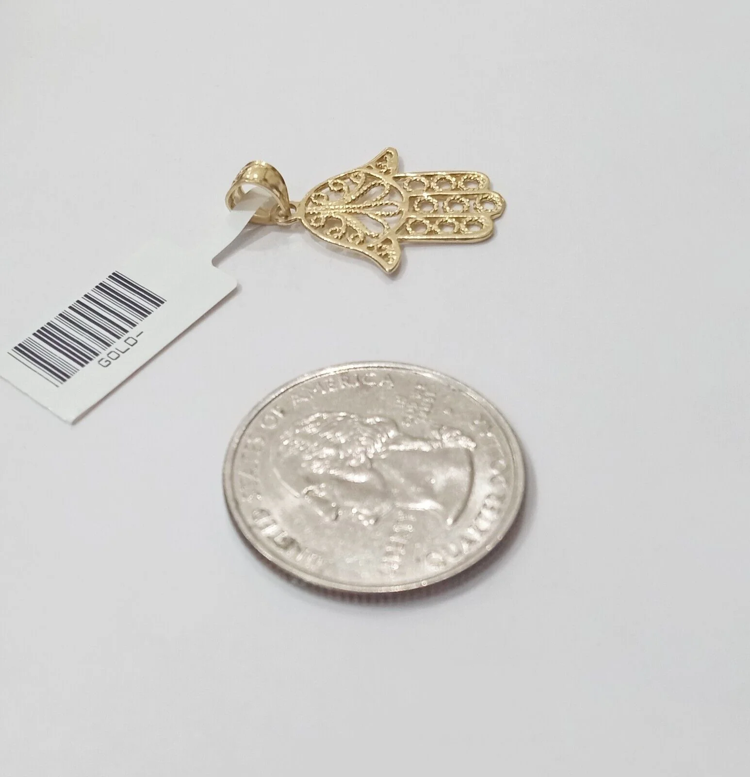 Real 10k Yellow Gold Hamsa Hand Charm Pendant Men Women 10kt gold - Image 6