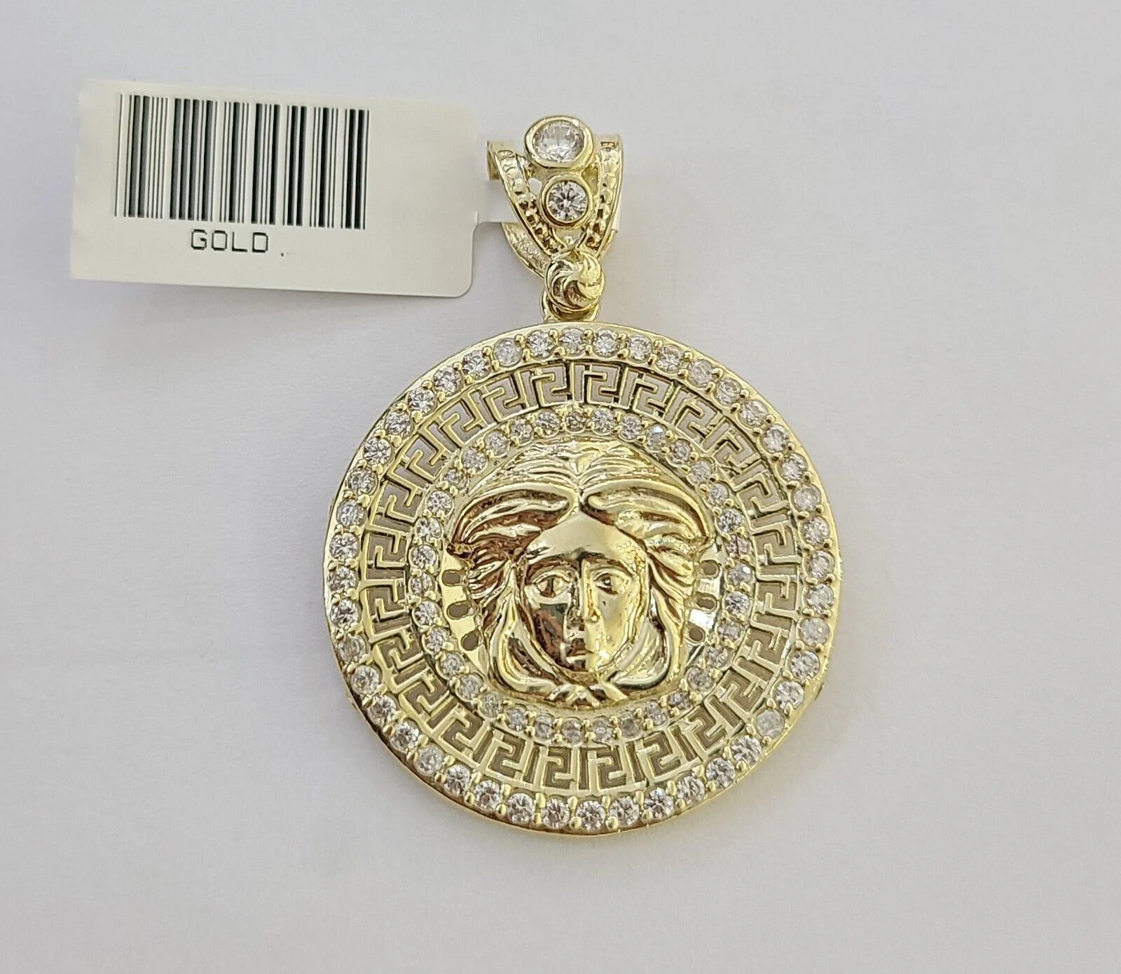 Real 10k Yellow Gold Head Charm Pendant 1.5" Inches Round Charm Circular 10kt - Image 2