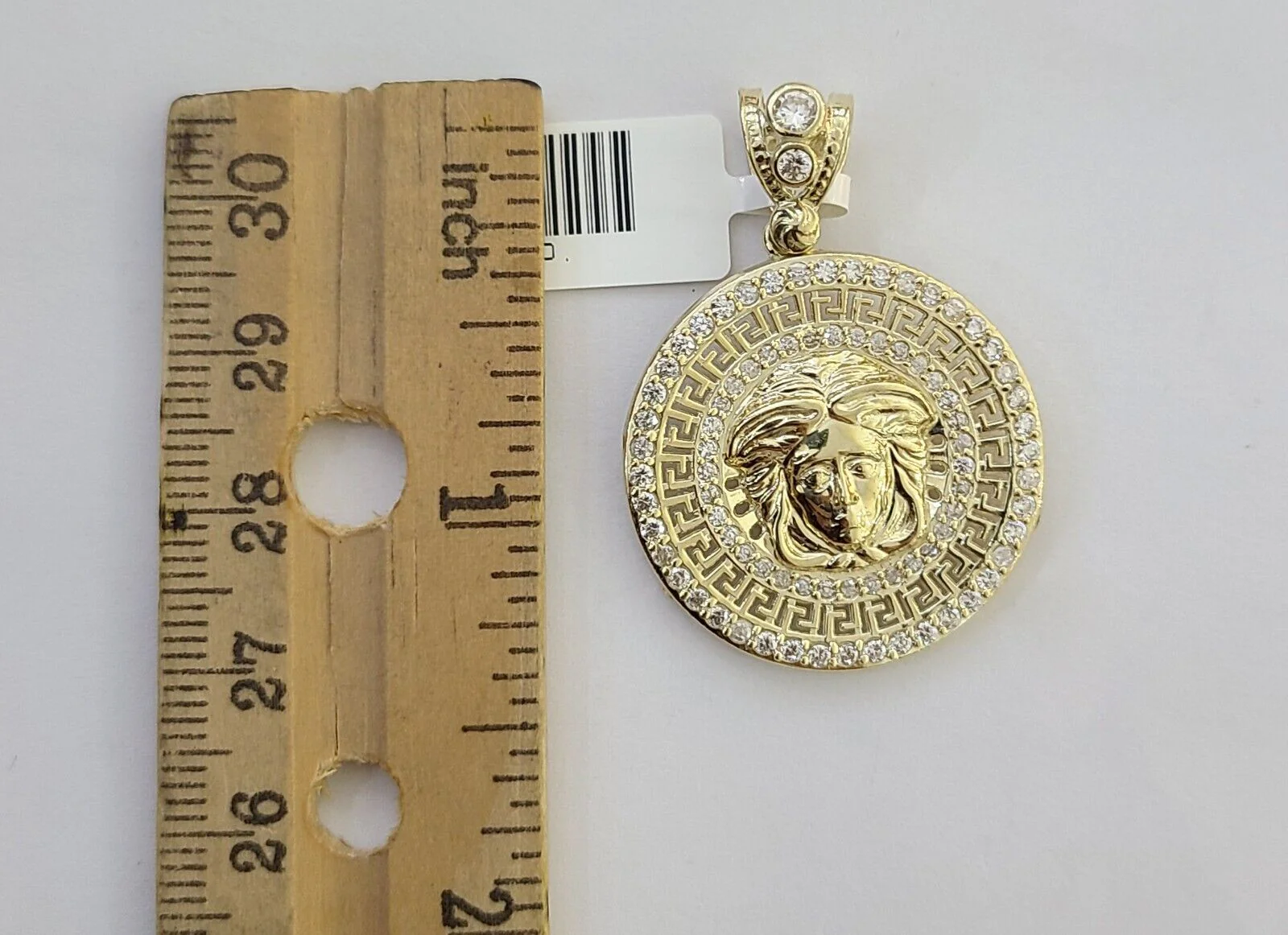 Real 10k Yellow Gold Head Charm Pendant 1.5" Inches Round Charm Circular 10kt - Image 3