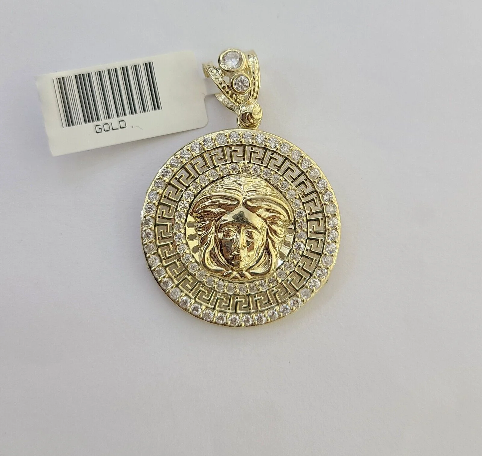 Real 10k Yellow Gold Head Charm Pendant 1.5" Inches Round Charm Circular 10kt - Image 4