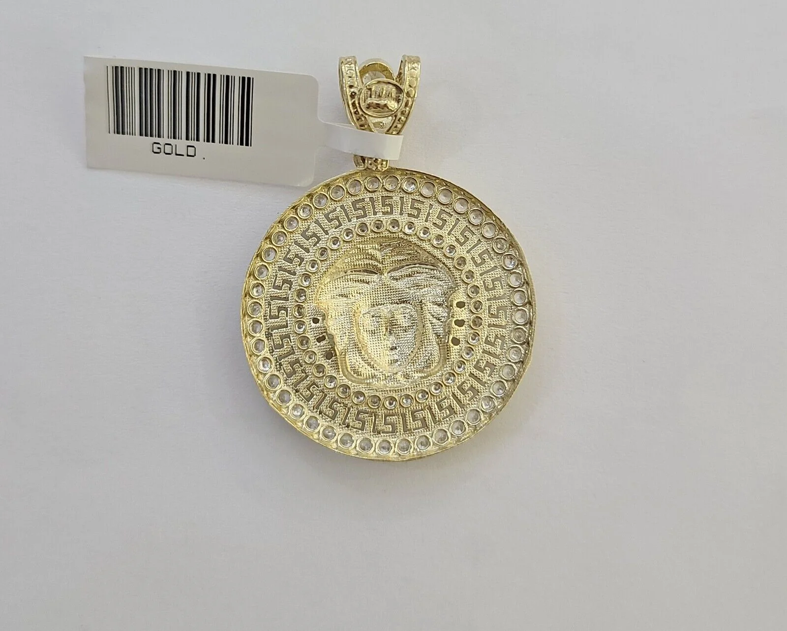 Real 10k Yellow Gold Head Charm Pendant 1.5" Inches Round Charm Circular 10kt - Image 6