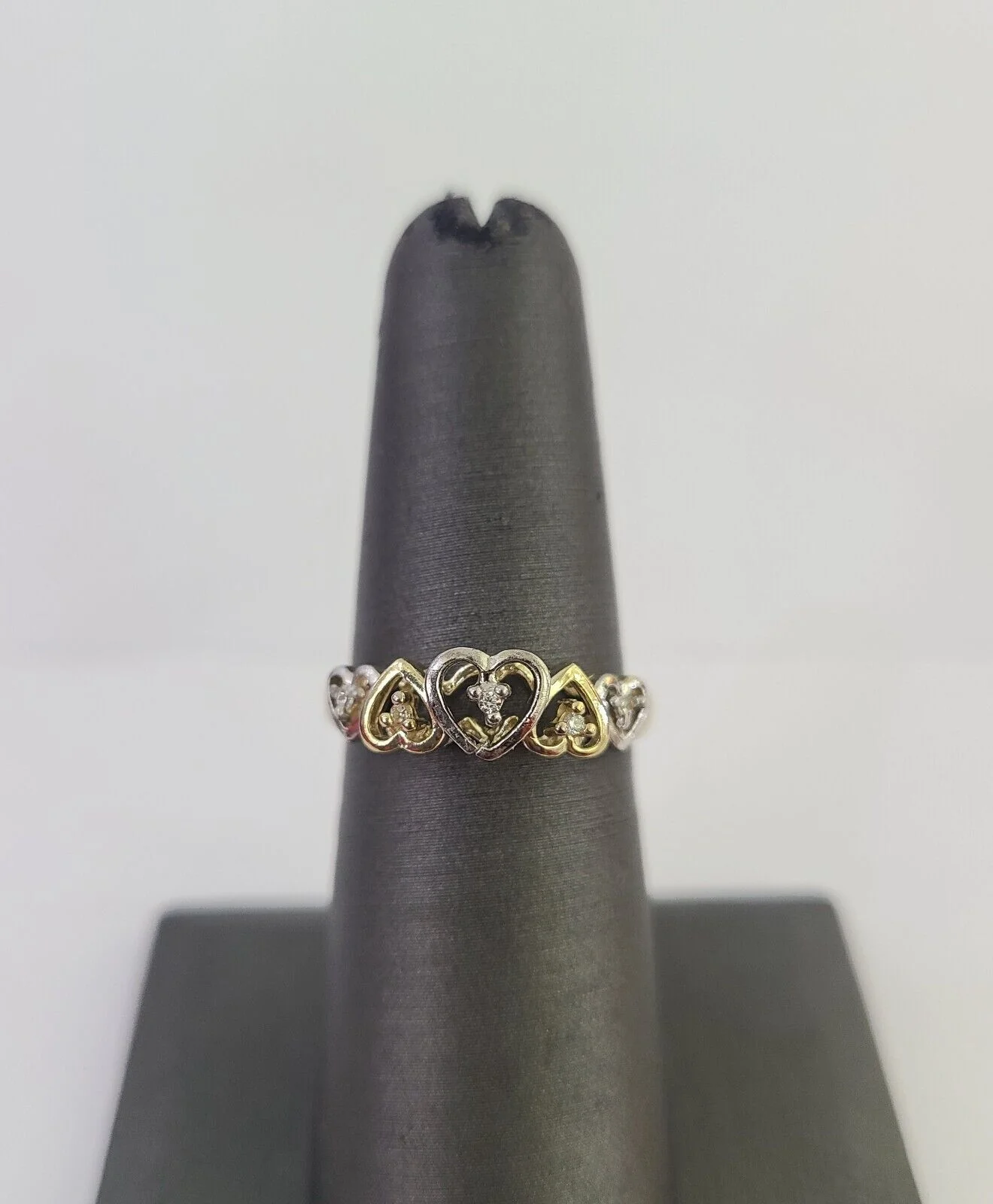 Real 10k Yellow Gold Hearts Ring Wedding Engagement Casual 10Kt Genuine Ring Sizes 6,7,8,9,10,11 & 12 - Image 2