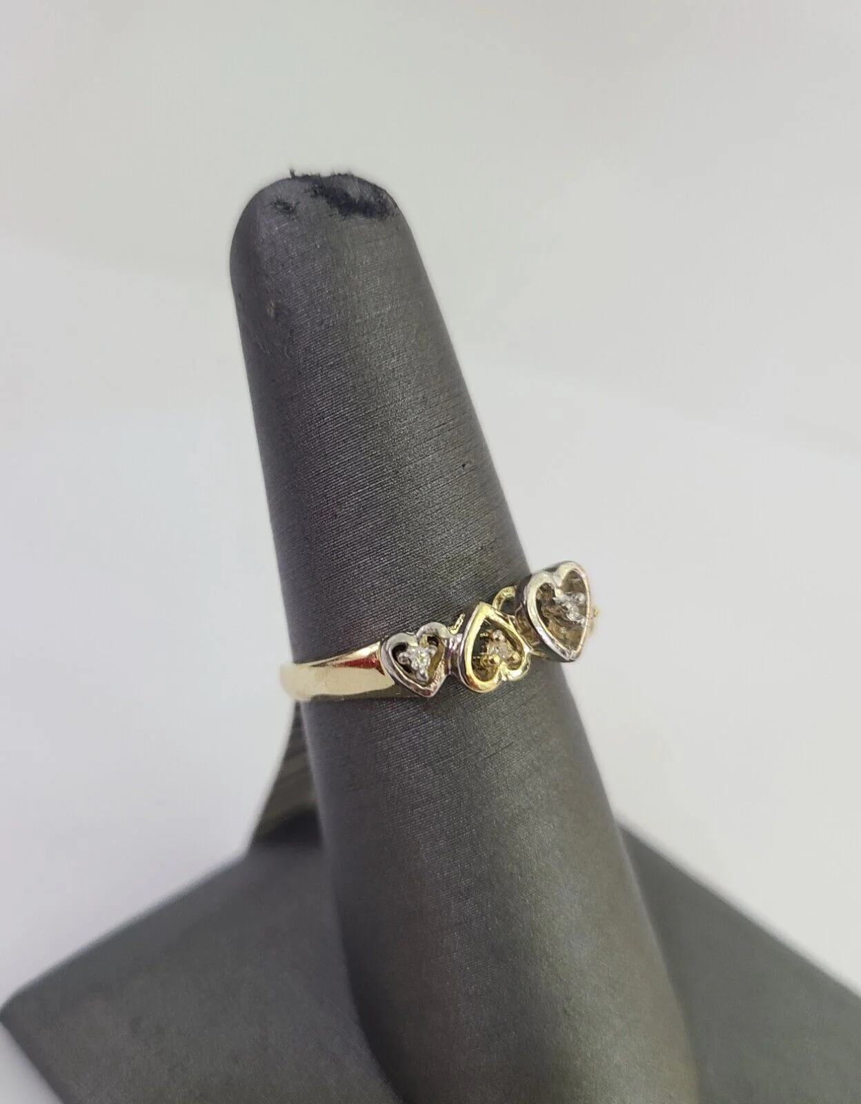Real 10k Yellow Gold Hearts Ring Wedding Engagement Casual 10Kt Genuine Ring Sizes 6,7,8,9,10,11 & 12 - Image 4