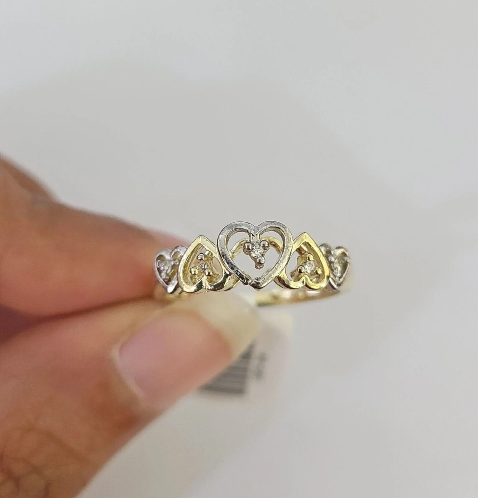 Real 10k Yellow Gold Hearts Ring Wedding Engagement Casual 10Kt Genuine Ring Sizes 6,7,8,9,10,11 & 12 - Image 6
