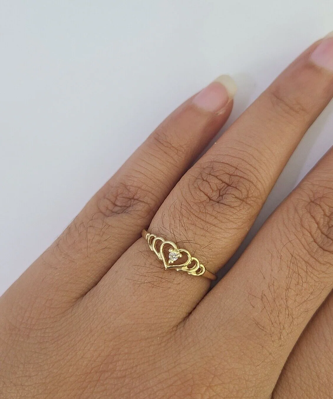 Real 10k Yellow Gold Hearts Ring Wedding Engagement Casual 10Kt Genuine Ring Sz 6,7,8,9 - Image 7