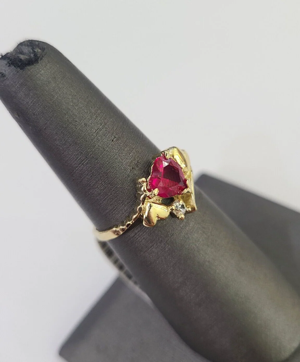 Real 10k Yellow Gold Hearts Ring Wedding Engagement Casual 10Kt Genuine Ring Sizes 6,7,8,9,10,11 & 12 - Image 2
