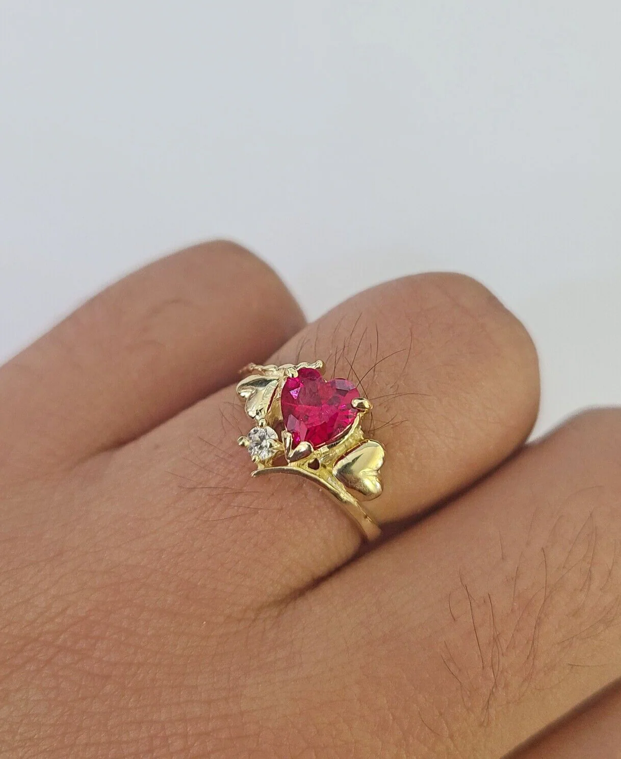 Real 10k Yellow Gold Hearts Ring Wedding Engagement Casual 10Kt Genuine Ring Sizes 6,7,8,9,10,11 & 12 - Image 4