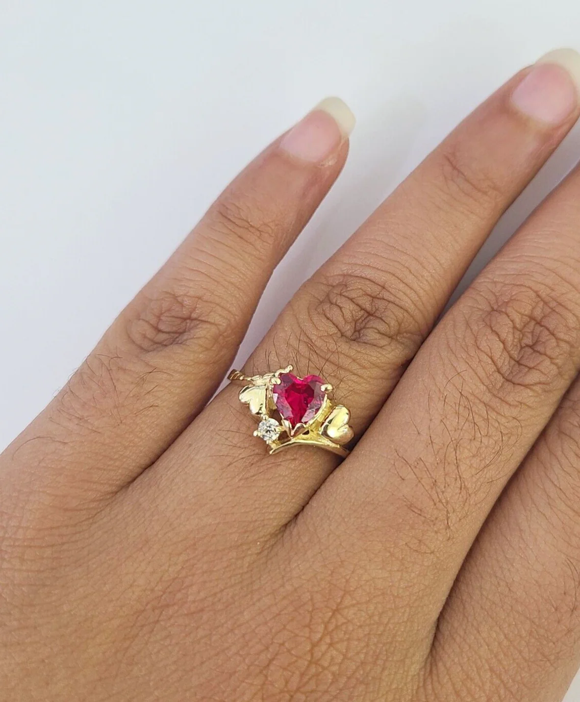 Real 10k Yellow Gold Hearts Ring Wedding Engagement Casual 10Kt Genuine Ring Sizes 6,7,8,9,10,11 & 12 - Image 5