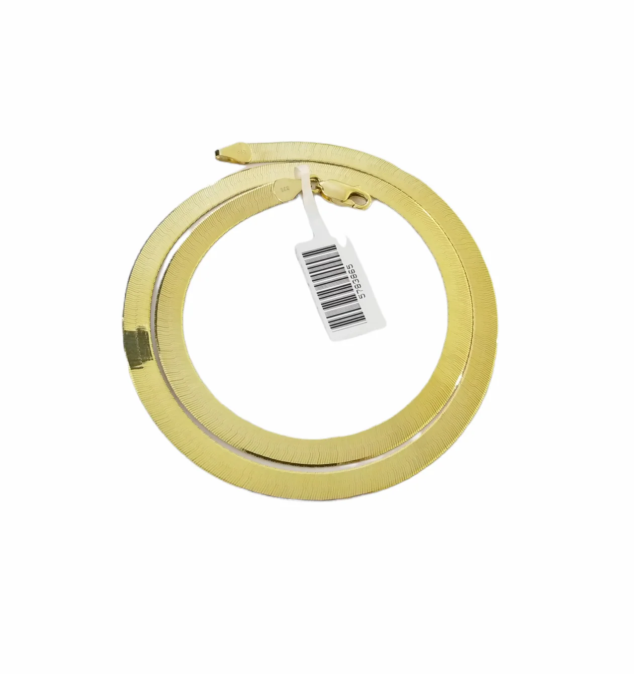 Real 10K Yellow Gold Herring Bone Chain Necklace 24" 5mm Inch Lobster lock - Image 2