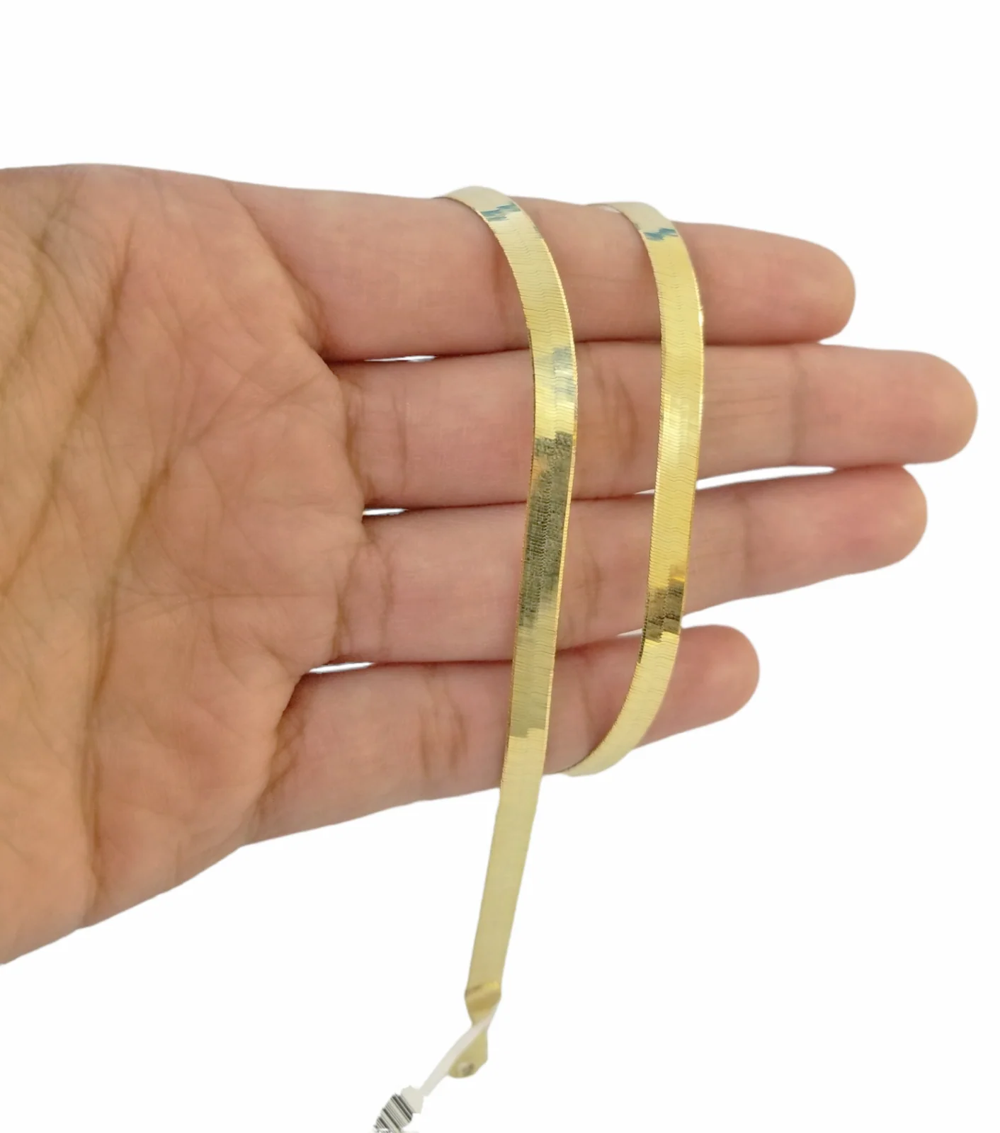 Real 10K Yellow Gold Herring Bone Chain Necklace 24" 5mm Inch Lobster lock - Image 6