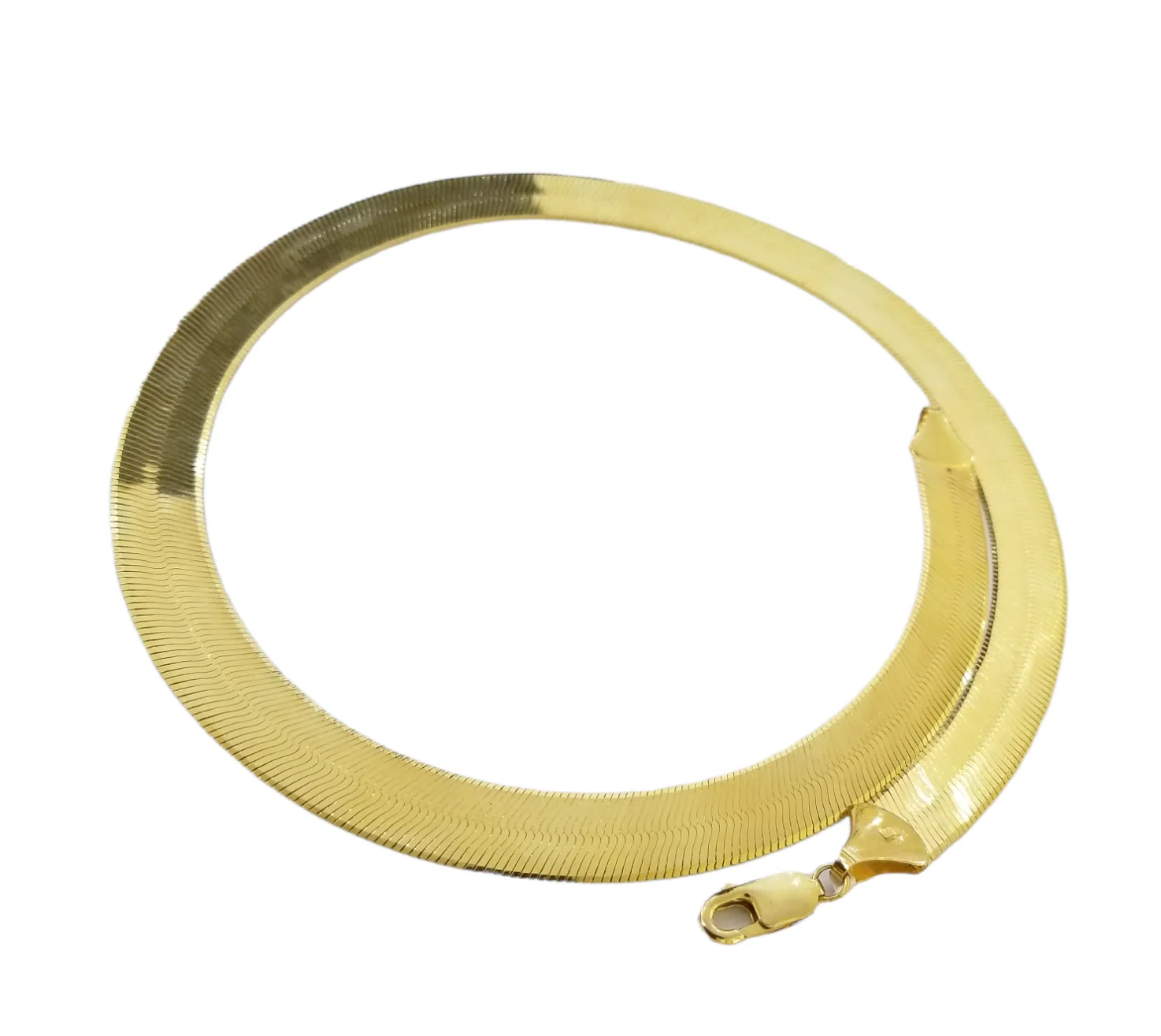 Real 10K Yellow Gold Herringbone 11mm Necklace Chain 20" Inch Solid Lobster Lock - Image 7