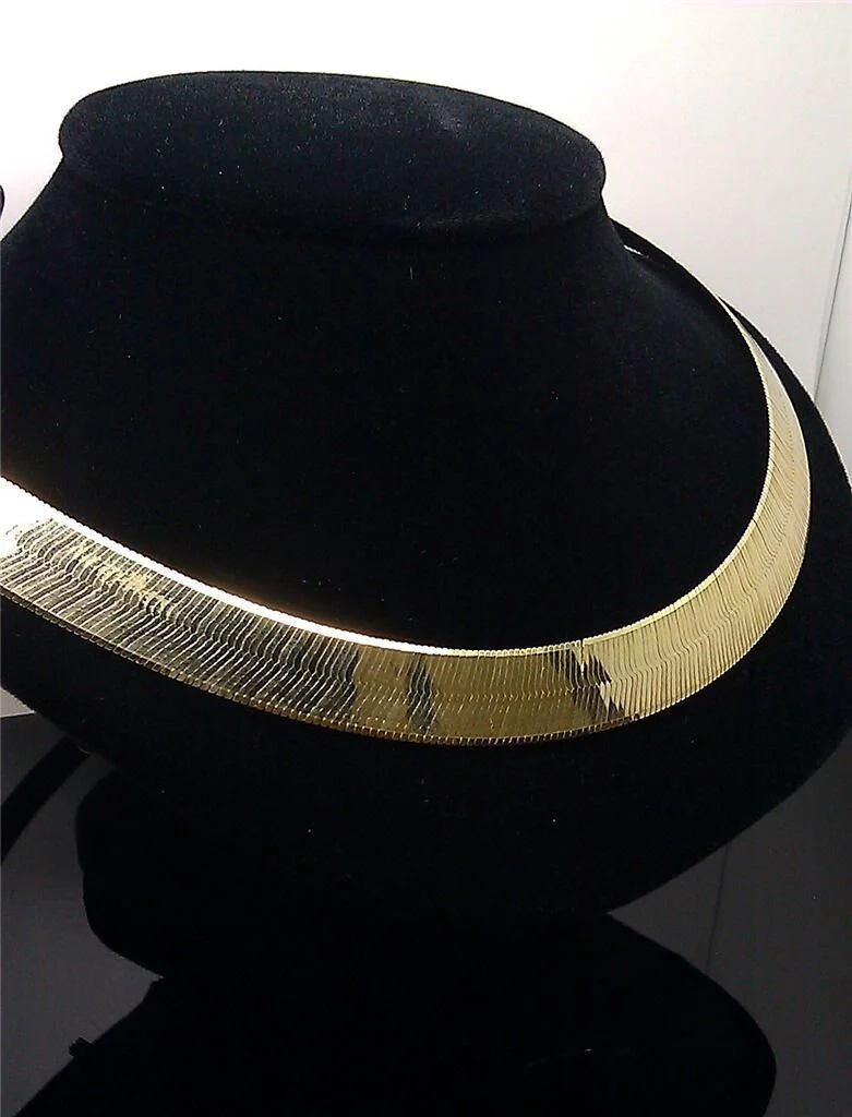 Real 10k Yellow Gold Herringbone 18" Necklace Chain 12mm