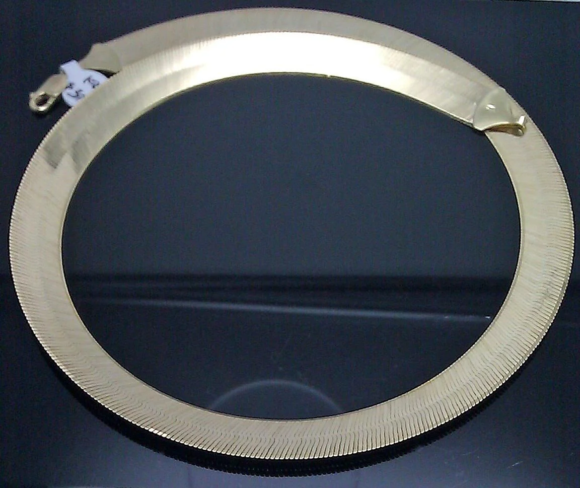 Real 10k Yellow Gold Herringbone 18" Necklace Chain 12mm - Image 4