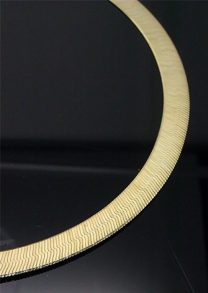Real 10k Yellow Gold Herringbone Necklace 12mm 20" inch Men Women - Image 3