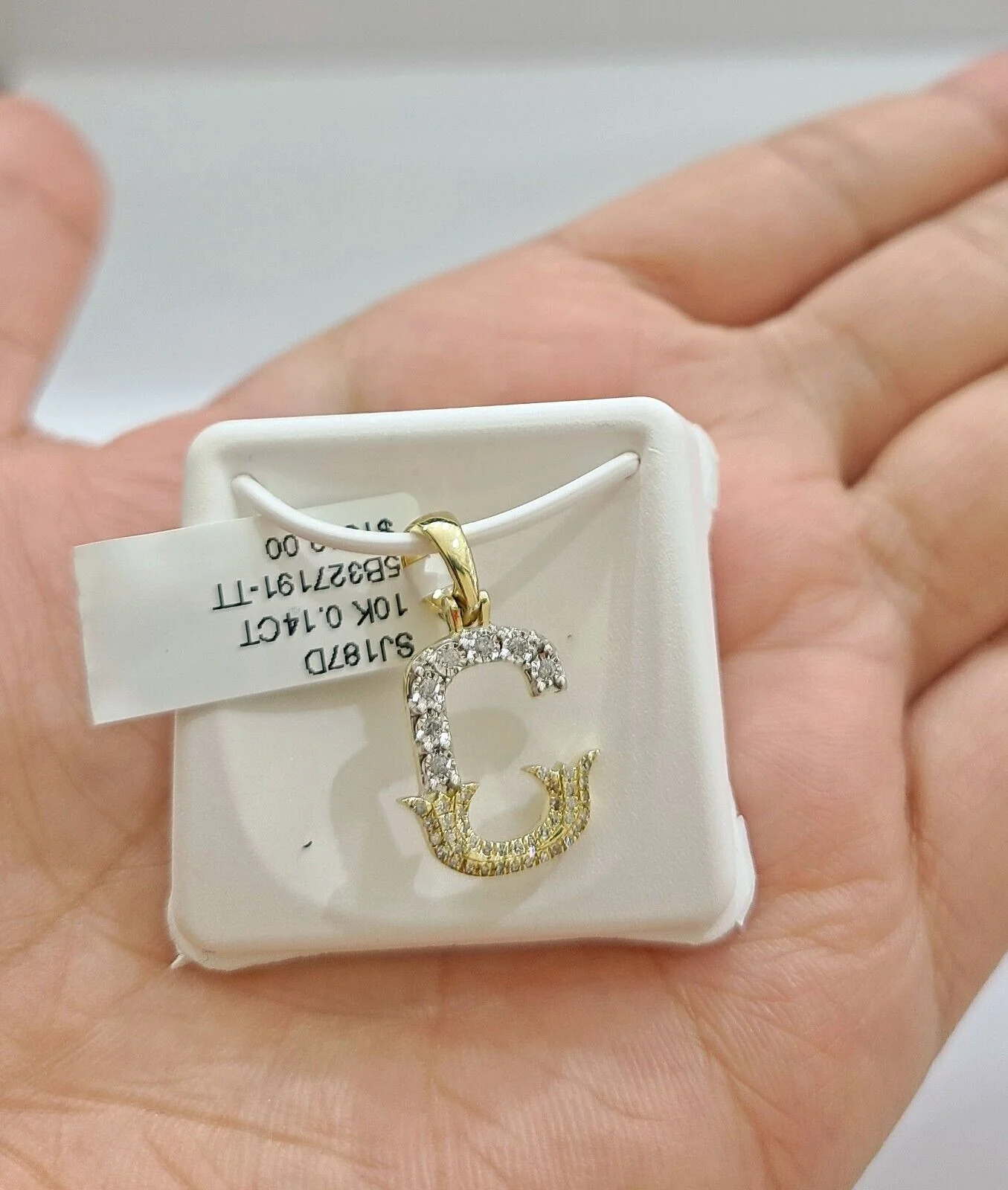 Real 10K Yellow Gold Initials Diamond Cut Charm A-Z Pendant Alphabets - Image 12