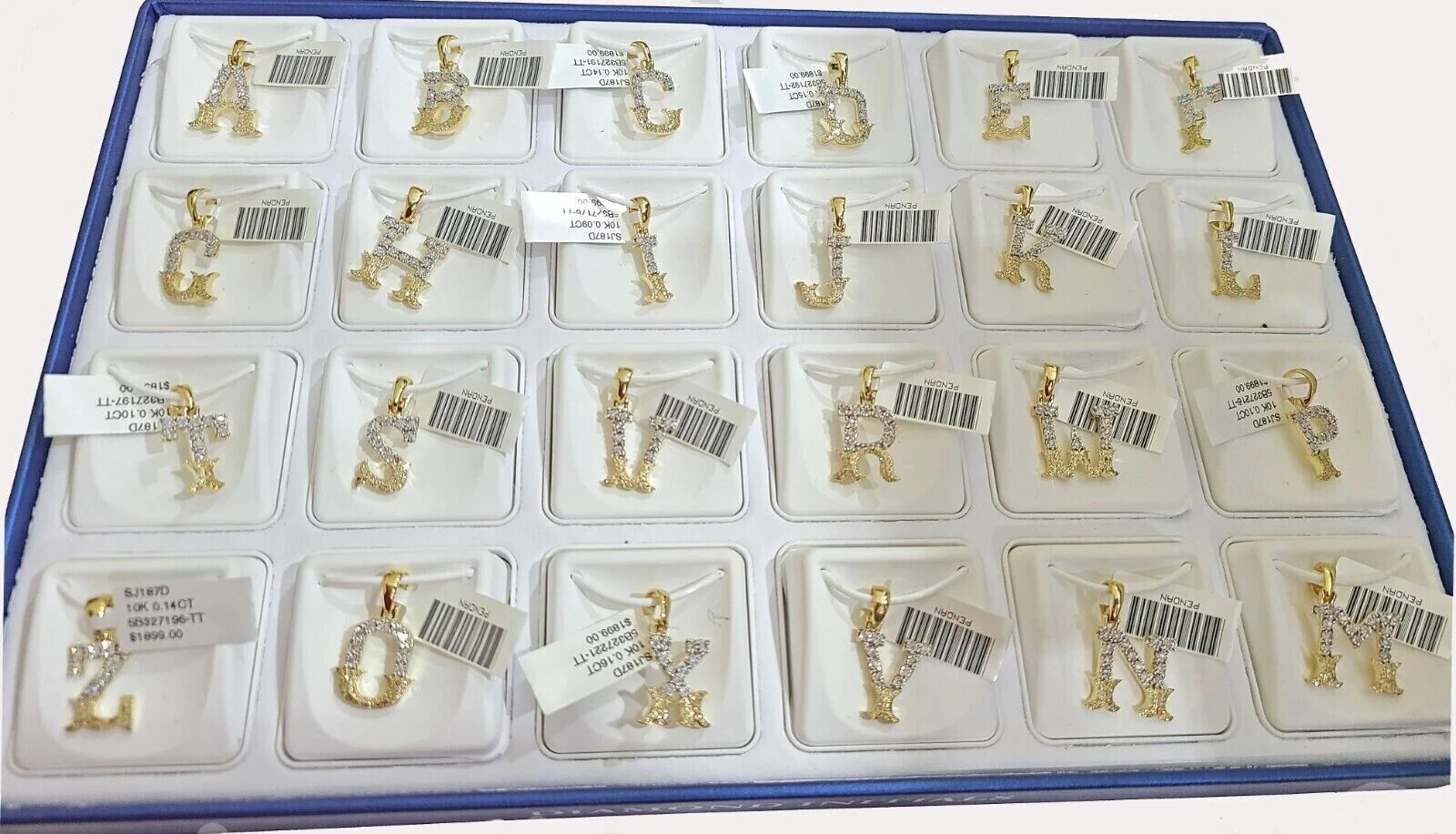 Real 10K Yellow Gold Initials Diamond Cut Charm A-Z Pendant Alphabets - Image 18