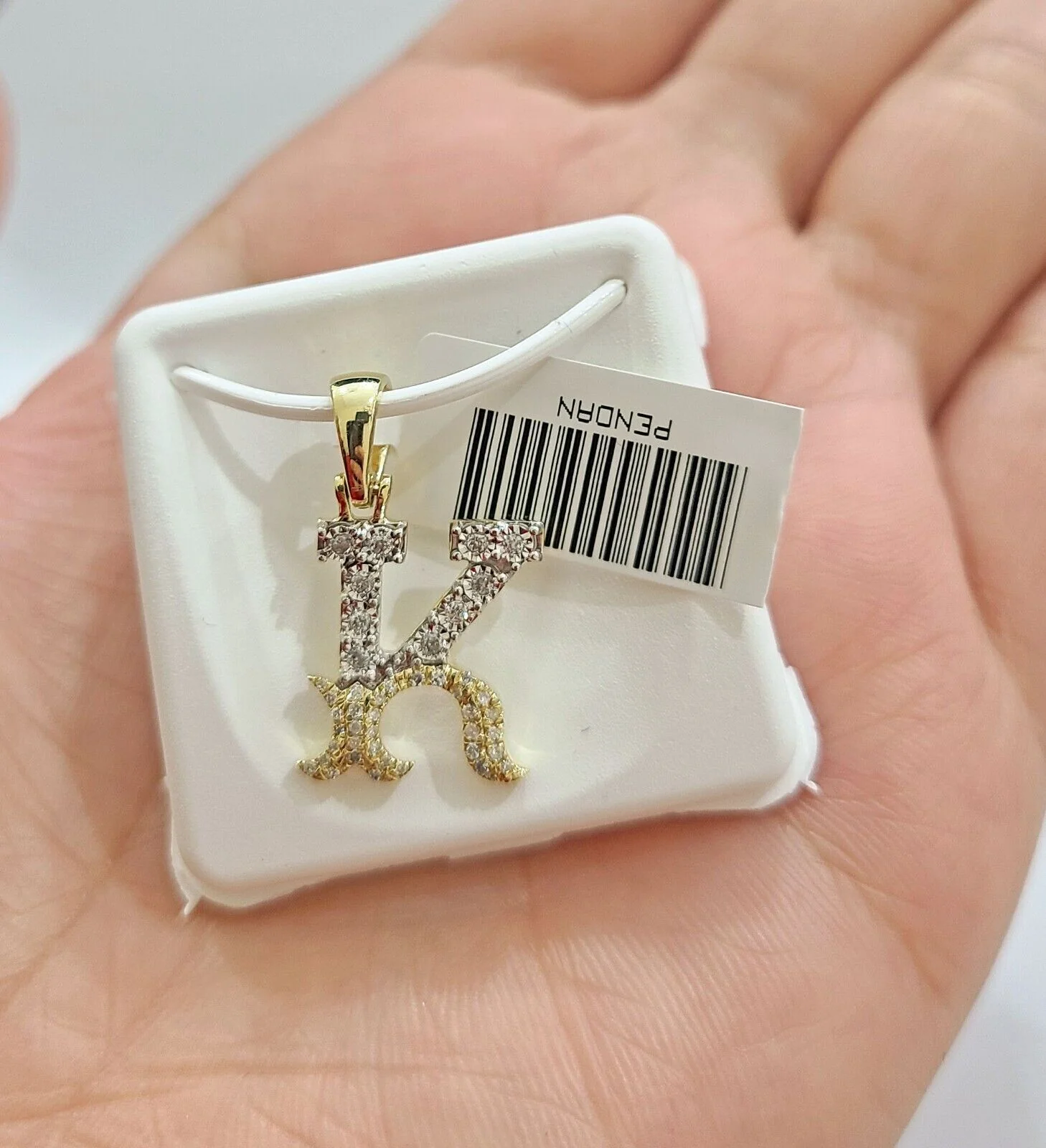 Real 10K Yellow Gold Initials Diamond Cut Charm A-Z Pendant Alphabets - Image 2