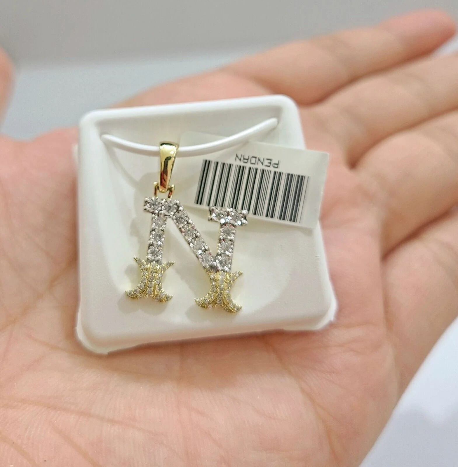 Real 10K Yellow Gold Initials Diamond Cut Charm A-Z Pendant Alphabets - Image 5