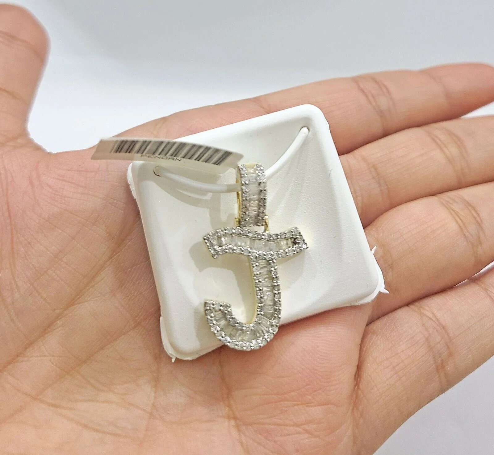 Real 10K Yellow Gold Initials Diamond Cut Charm A-Z Pendant Alphabets - Image 27