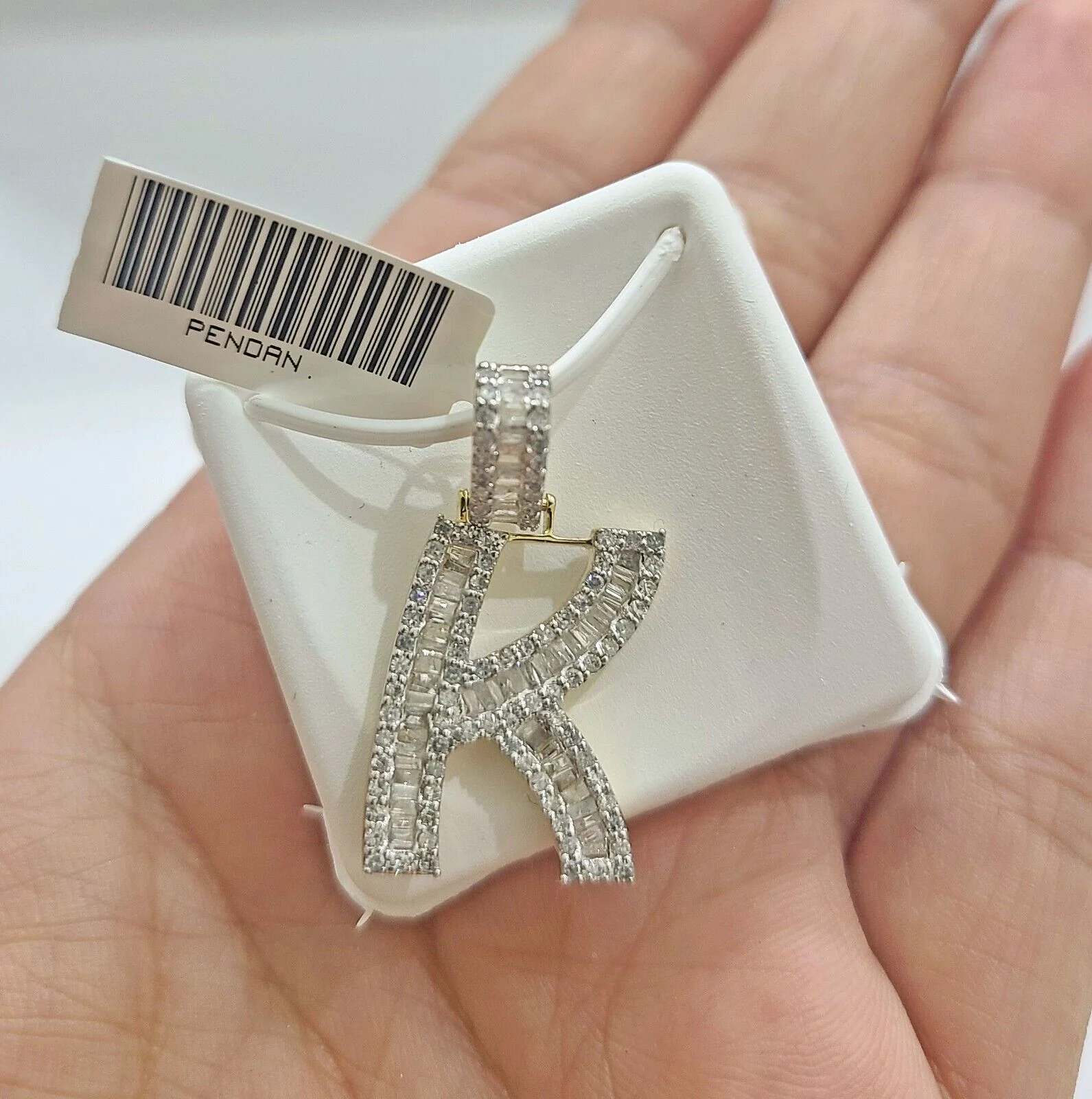 Real 10K Yellow Gold Initials Diamond Cut Charm A-Z Pendant Alphabets - Image 2
