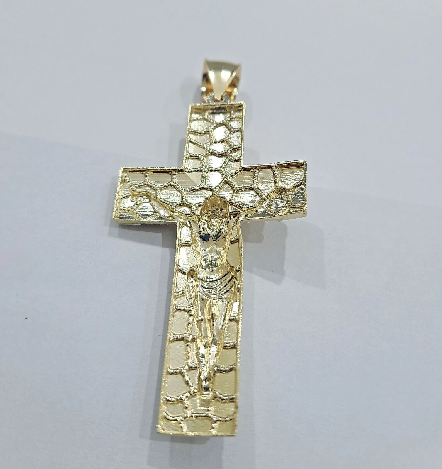 Real 10k Yellow Gold Jesus Cross Charm Pendant 2.5'' inches - Image 5