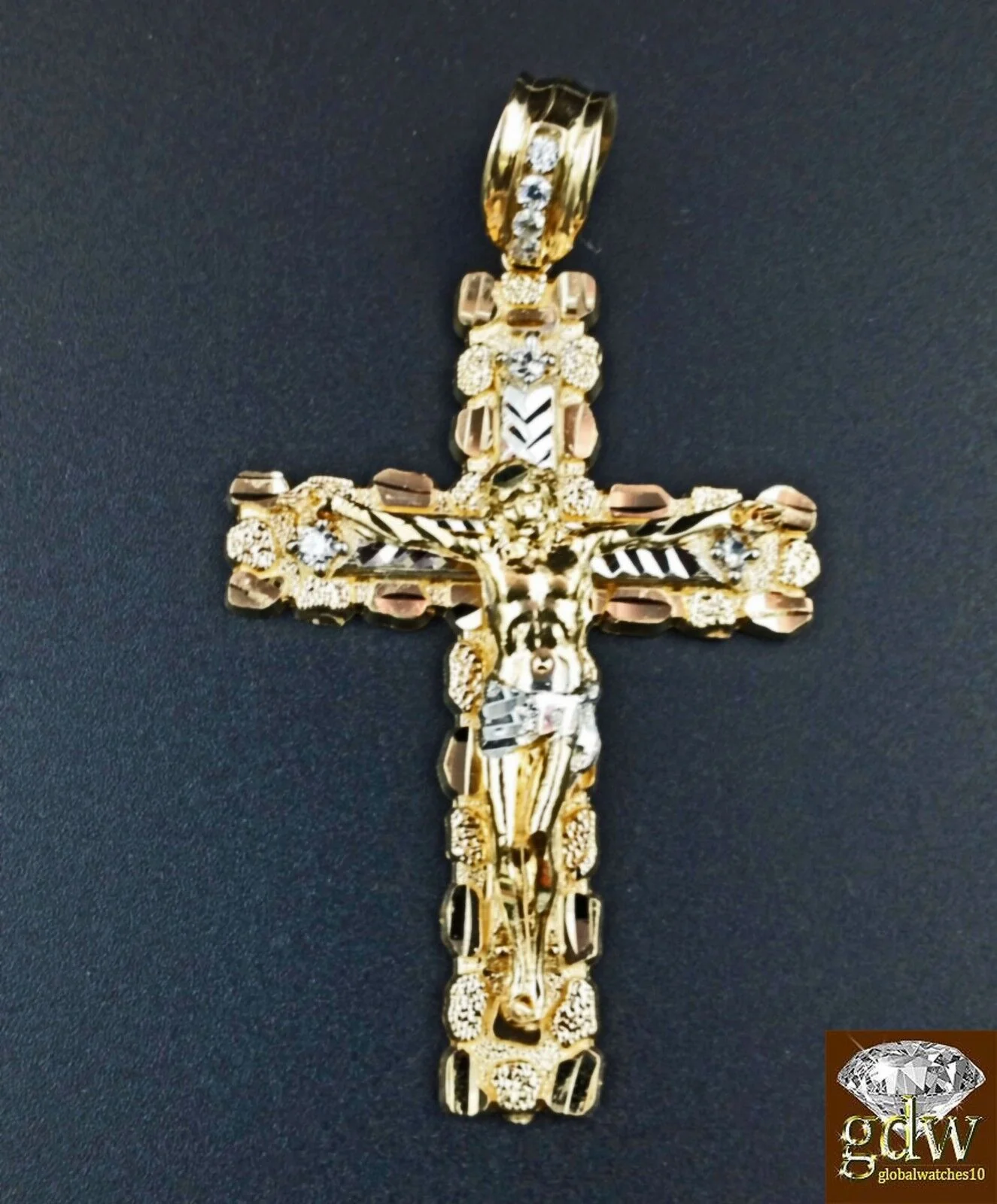 Real 10k Yellow Gold Jesus Cross Charm Pendant with 26 Inch Byzantine Chain - Image 3