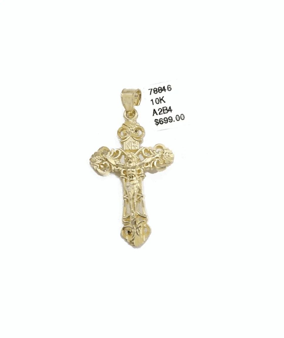 Real 10k Yellow Gold Jesus Cross Charm Rope Chain Necklace 3mm 28'' Pendant 10kt - Image 5