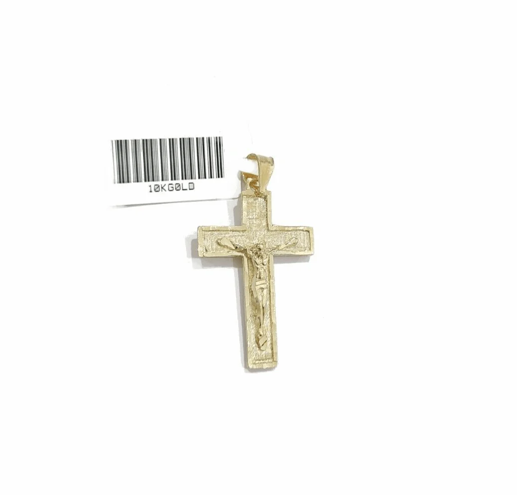 Real 10k Yellow Gold Jesus Cross Charm Rope Chain Necklace 3mm 28'' Pendant 10kt - Image 7