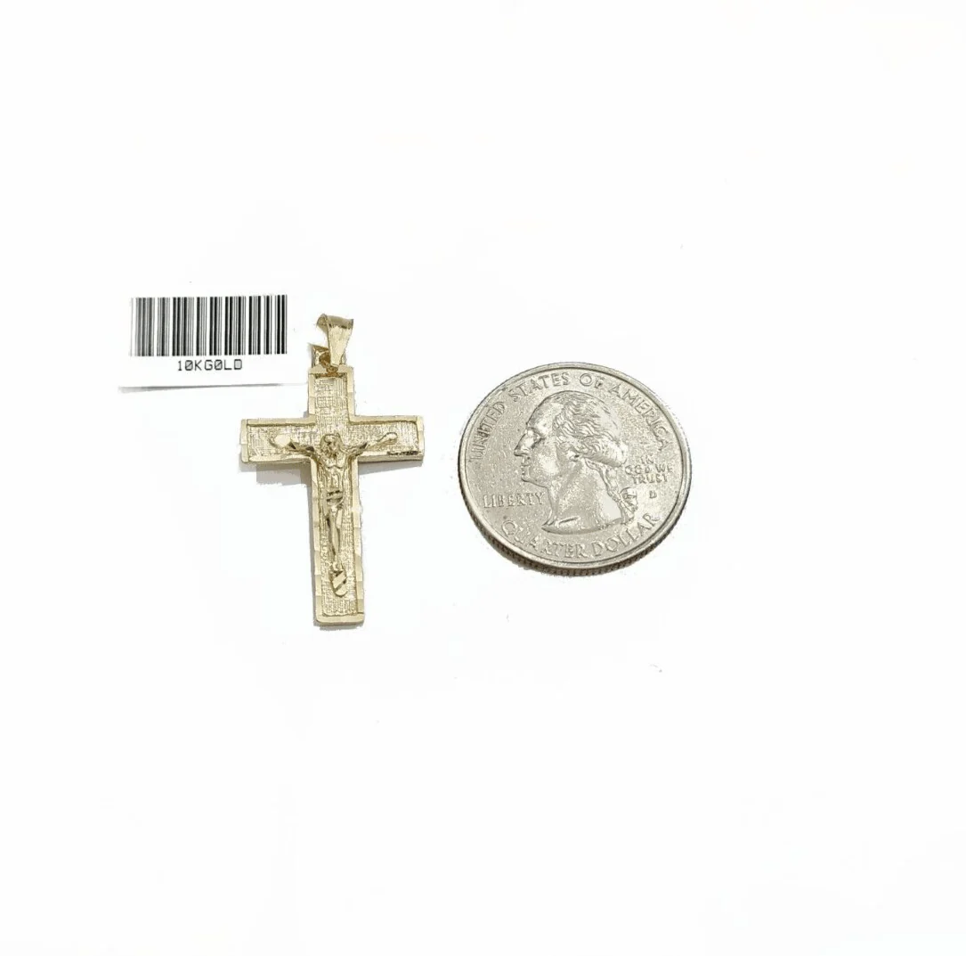 Real 10k Yellow Gold Jesus Cross Charm Rope Chain Necklace 3mm 28'' Pendant 10kt - Image 8
