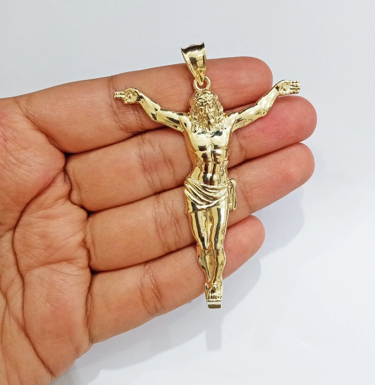 Real 10k Yellow Gold Jesus Crucifix Charm 10kt Pendant Men Women - Image 2