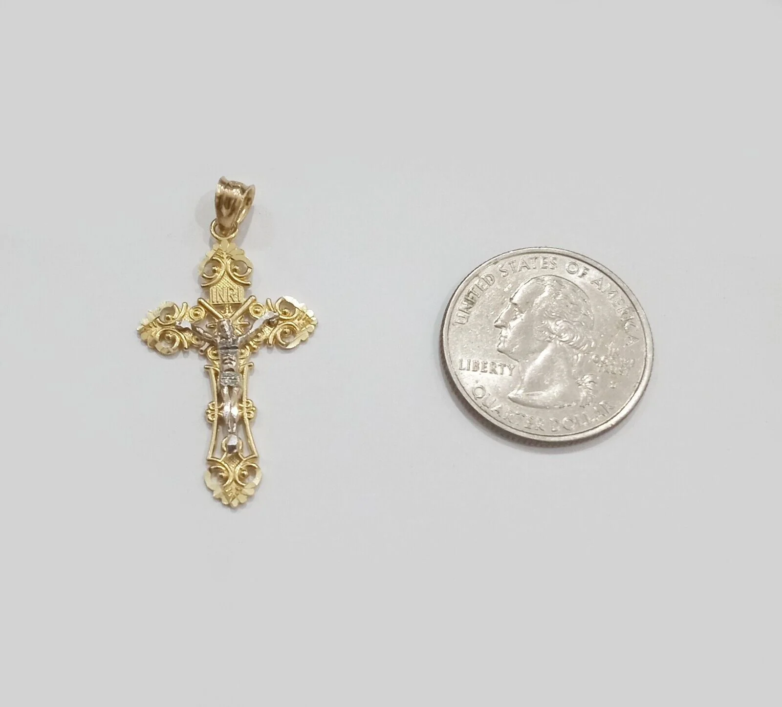 Real 10k Yellow Gold Jesus Crucifix Cross Charm Pendant Men Women 10kt Gold - Image 3