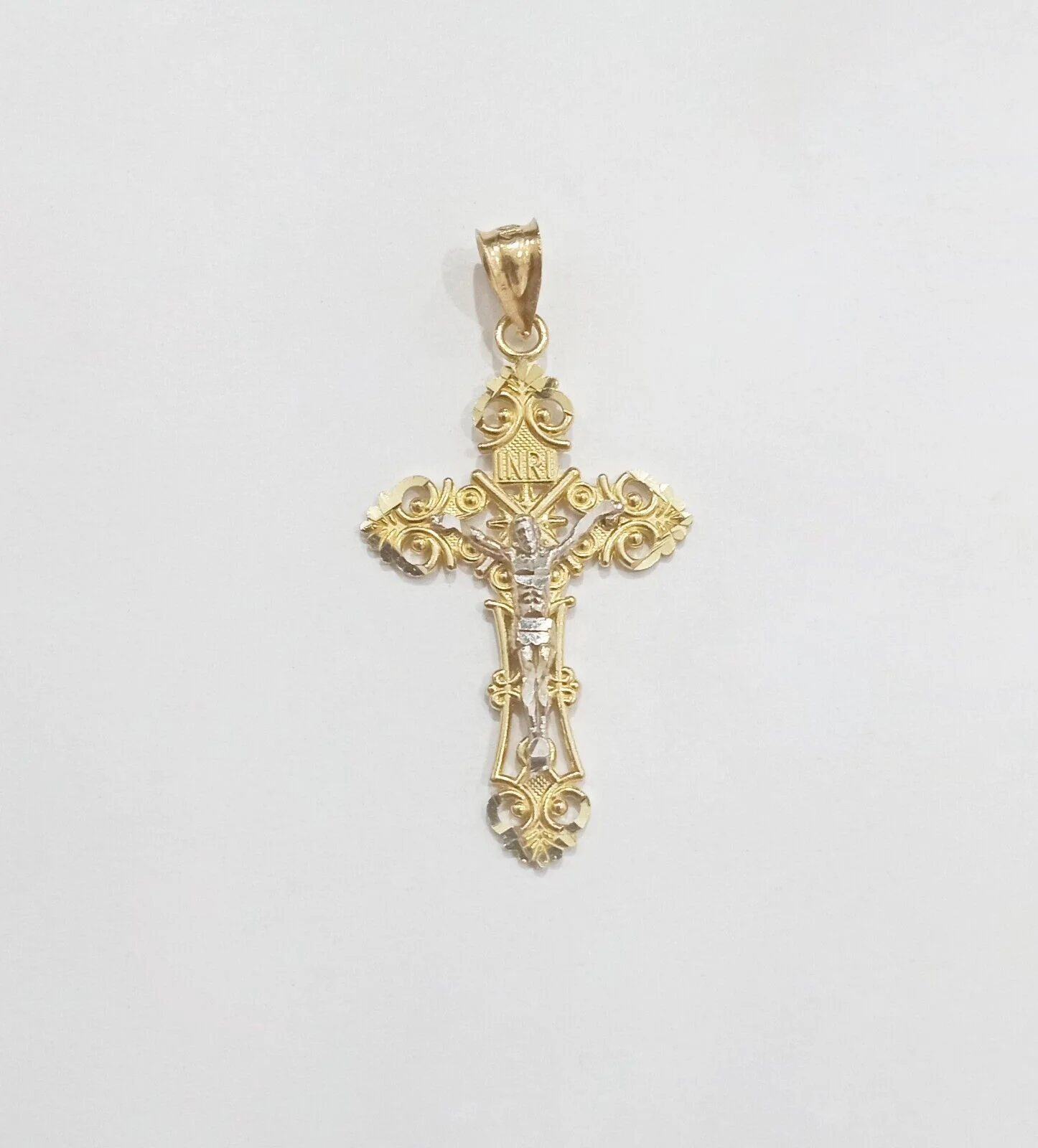 Real 10k Yellow Gold Jesus Crucifix Cross Charm Pendant Men Women 10kt Gold - Image 5