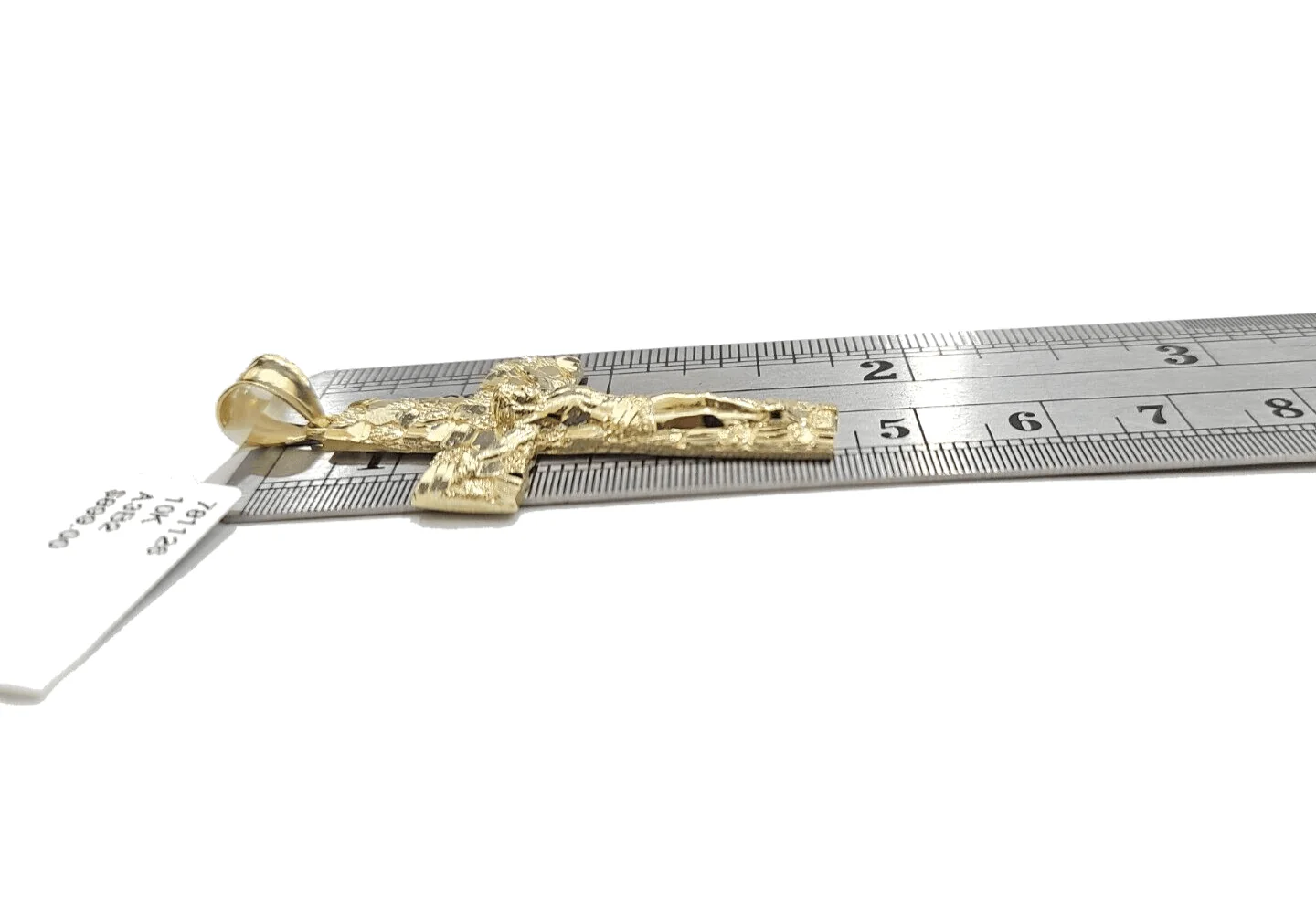 Real 10k Yellow Gold Jesus Crucifix Nugget Cross Charm Pendant 1.8'' inches 10kt - Image 5