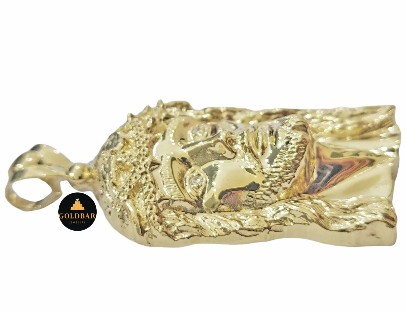 Real 10k Yellow Gold Jesus Head Charm Pendant For Men's 3" Inch For Chain, 10KT - Image 3