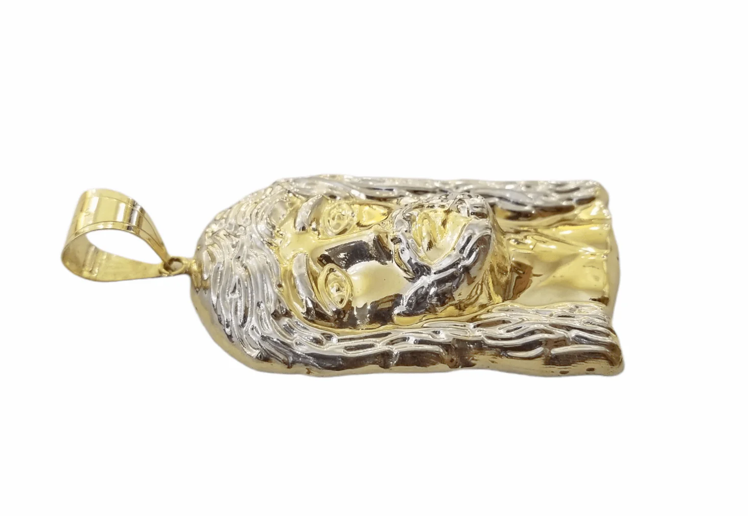 Real 10K Yellow Gold Jesus Head Charm Pendent 3" Inch 10kt - Image 3