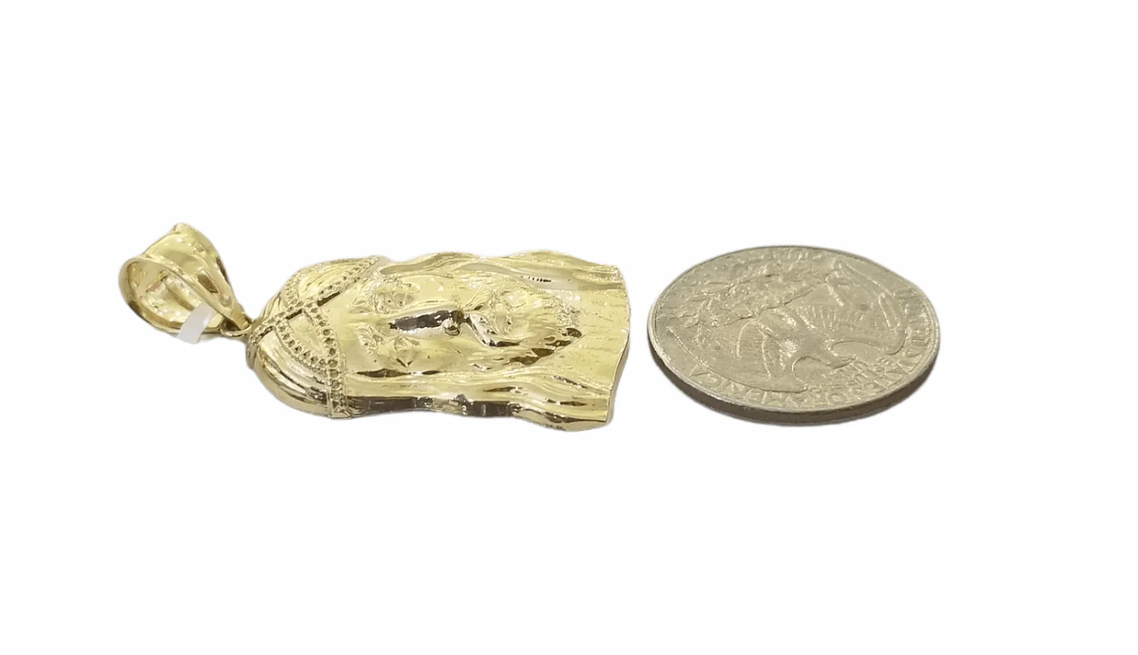Real 10K Yellow Gold Jesus Head Pendent Charm 1" Inch Jesus Face 10kt - Image 6