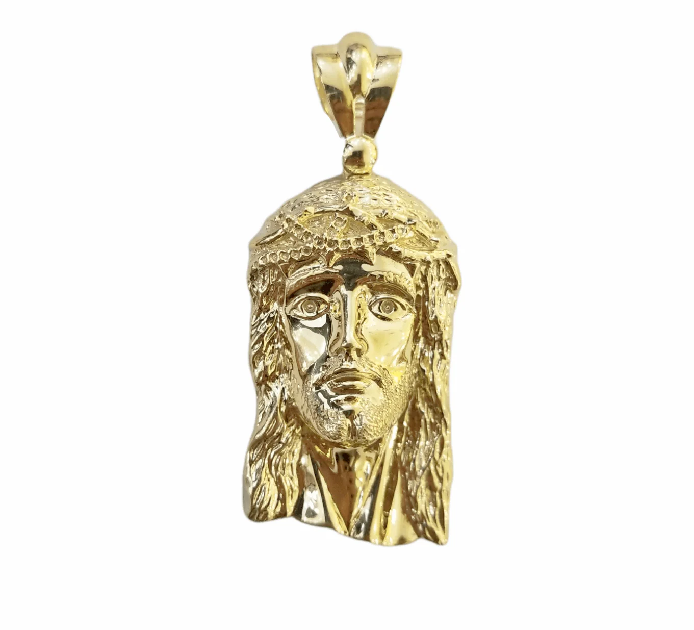 Real 10K Yellow Gold Jesus Head Pendent Charm 2" Inch 10kt - Image 2