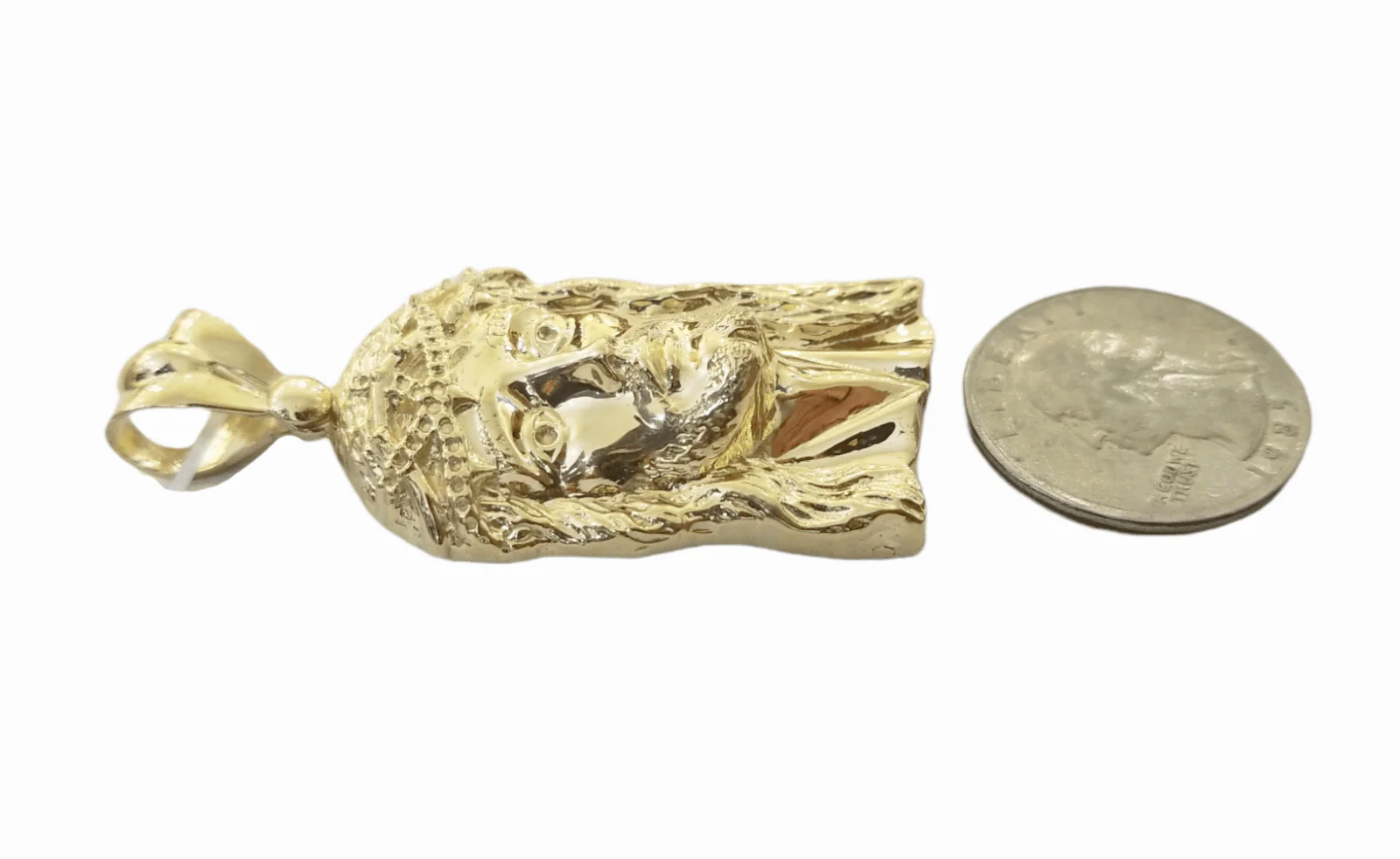 Real 10K Yellow Gold Jesus Head Pendent Charm 2" Inch 10kt - Image 3