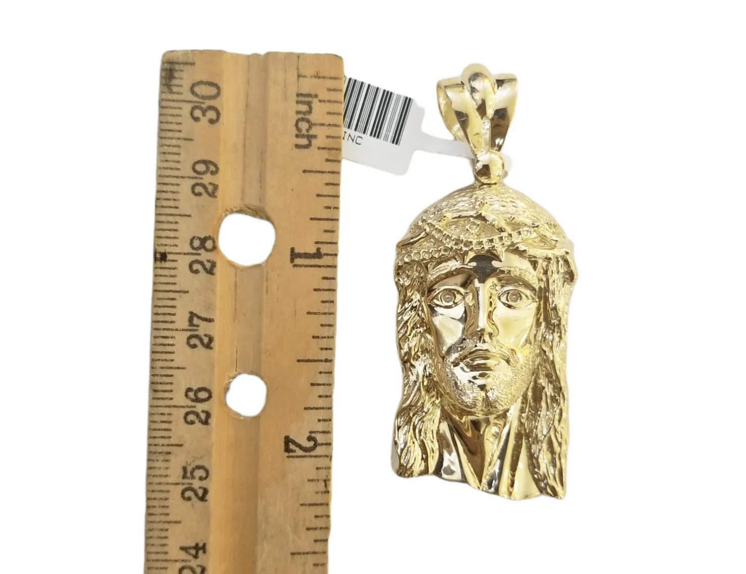 Real 10K Yellow Gold Jesus Head Pendent Charm 2" Inch 10kt - Image 5