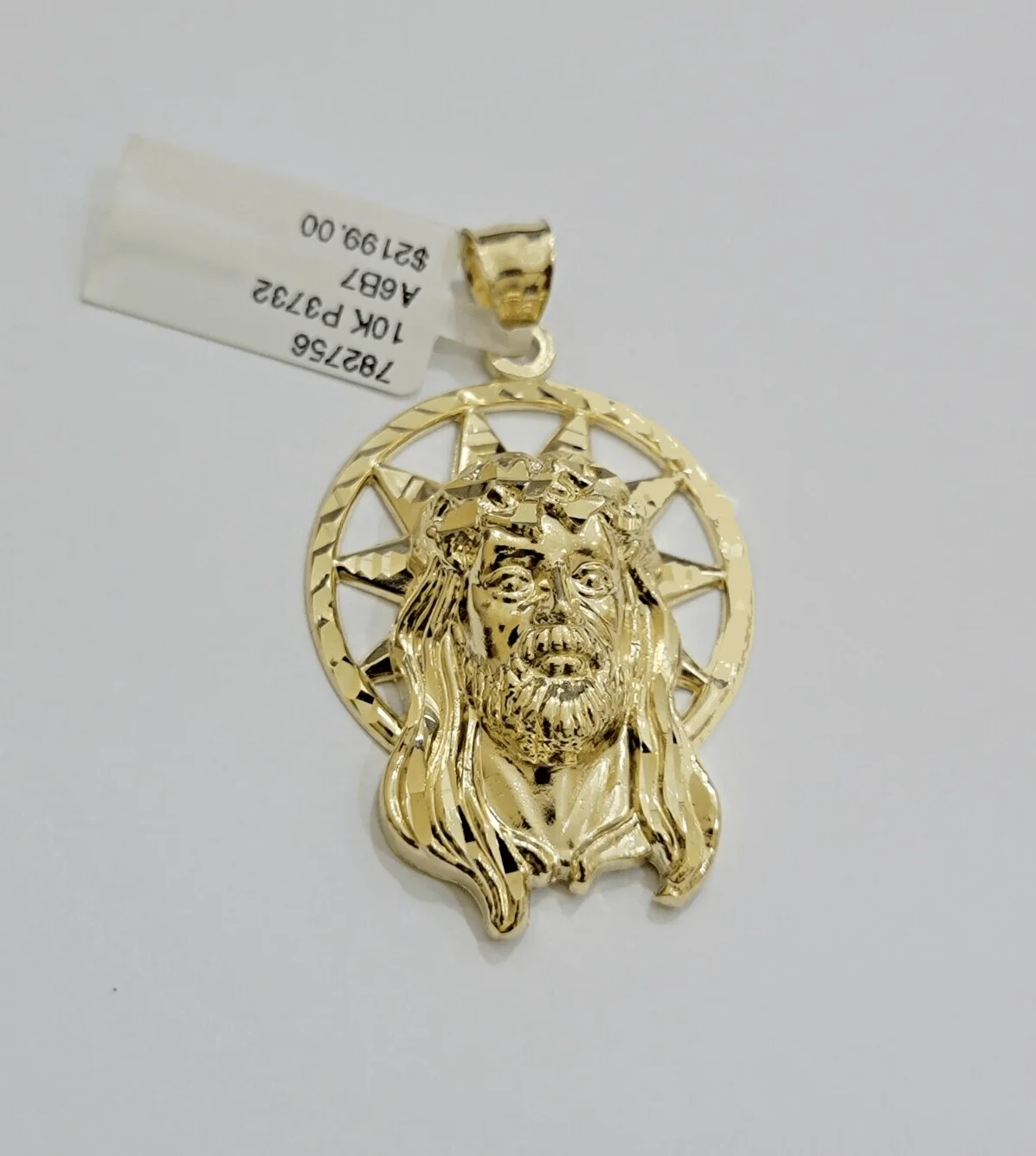 Real 10K Yellow Gold Jesus Pendant Mens Star Head Charm 1.5 Inch For Chains SALE - Image 4