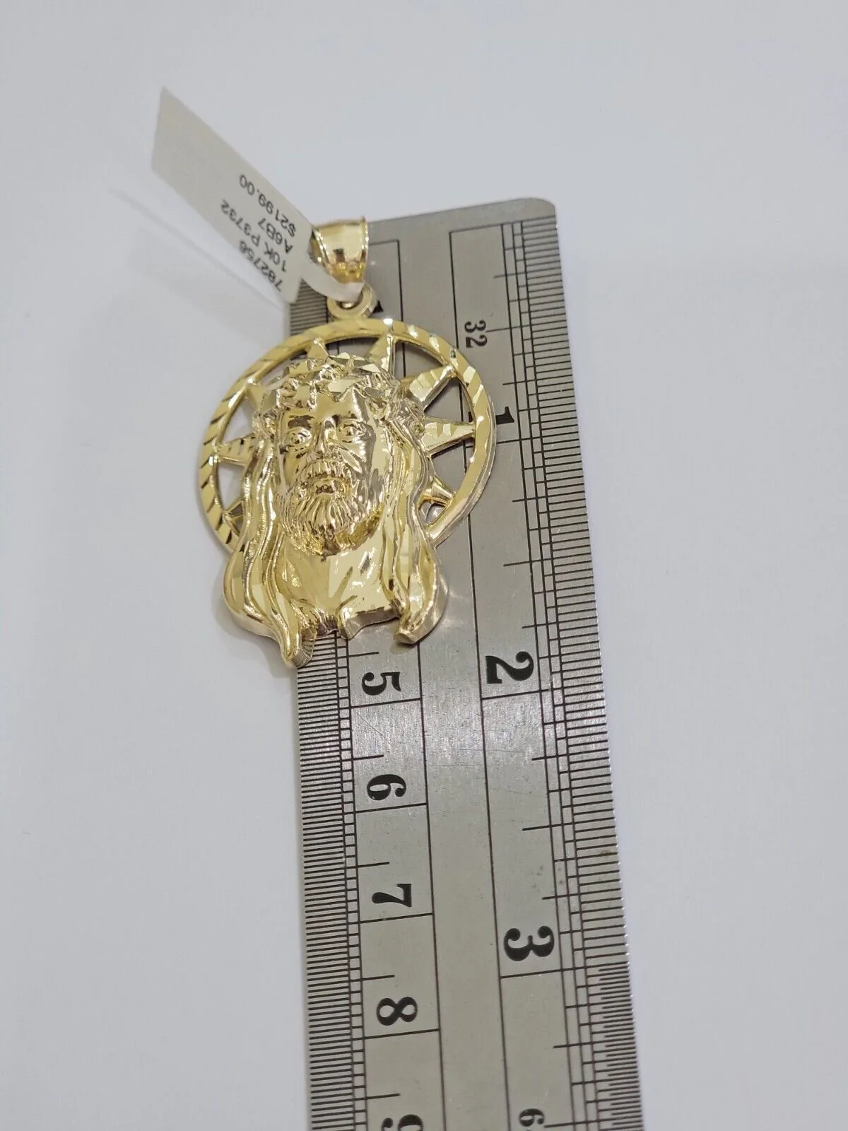 Real 10K Yellow Gold Jesus Pendant Mens Star Head Charm 1.5 Inch For Chains SALE - Image 6