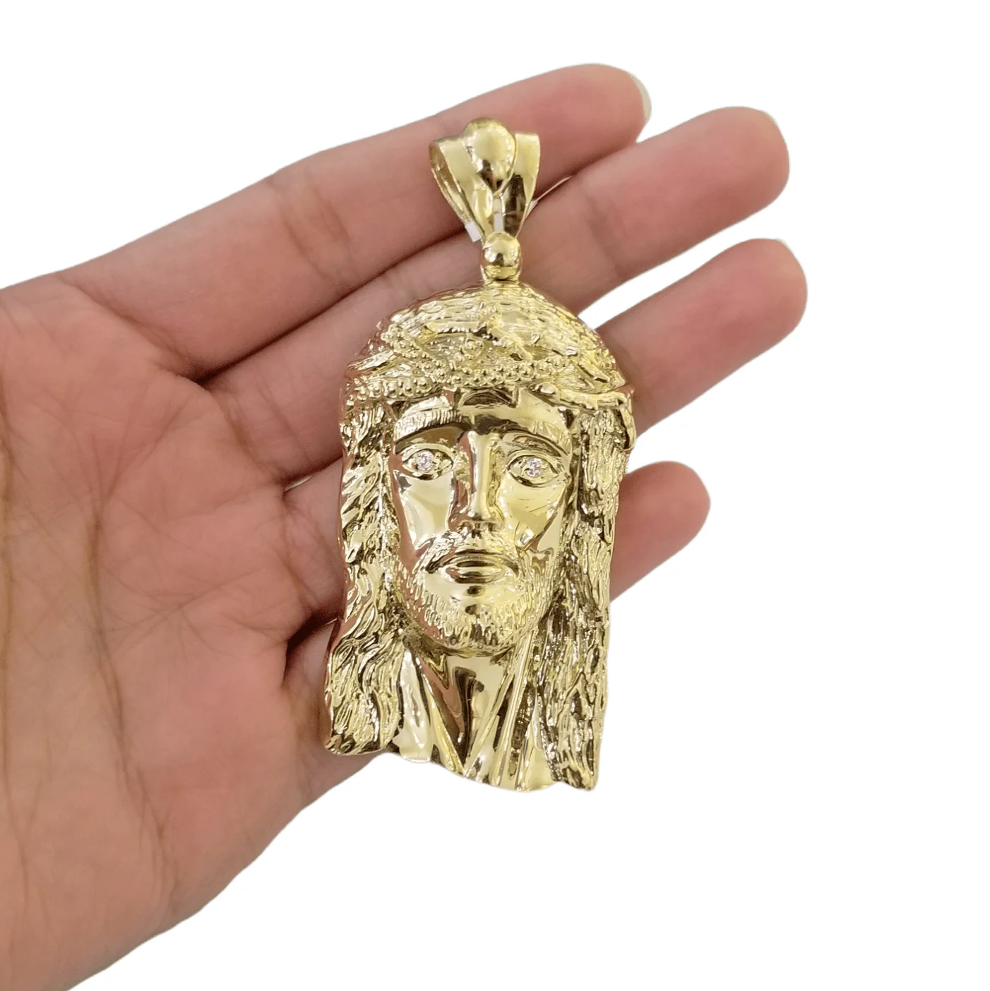 Real 10K Yellow Gold Jesus Pendent Charm 3" Inch  10kt Jesus Head - Image 3